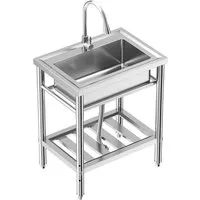 GarveeMore Waschbecken Freistehende Edelstahlspüle mit ausziehbarer Armatur (1-St), Spülbecken für Küche, Waschbereich und Hauswirtschaftsraum