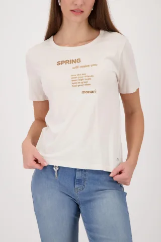 monari - T-Shirt mit Schrift-Details champagne beige - Gr. - 40