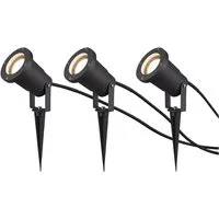 TRIO Leuchten LED Gartenstrahler 3er SET mit Erdspieß, Kabel & Stecker, LED wechselbar, Warmweiß, Außen Baum-Strahler, Beetlampe zur Garten-Beleuchtung & Wegbeleuchtung