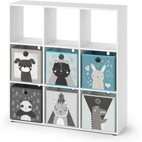 Vicco Bücherregal Nove, Weiß, 104 x 108 cm mit 6 Faltboxen, 1-tlg.