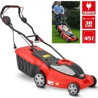 Hecht Elektrorasenmäher 1638 R mit 50L Fangkorb, 38 cm Schnittbreite, 1600W, 3500 U/min, 25-65 mm Schnitthöhe