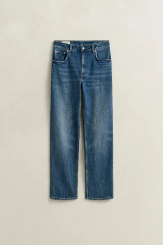 GANT - Stretch-Jeans mit geradem Bein mid blue broken in - Gr. - 32