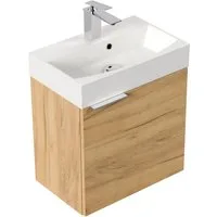 Magnolia Home Waschtisch Gäste WC Badmöbel Kubus Slimline 50cm SoftClose eiche gold