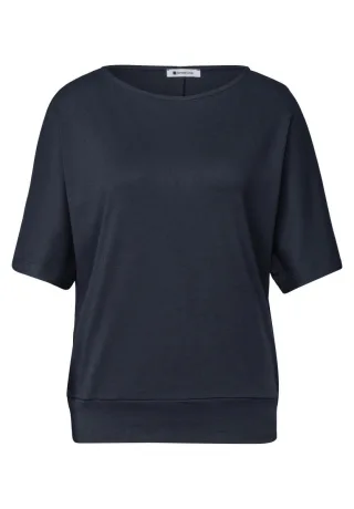 Street One - Basic Shirt mit U-Boot-Neck blau - Gr. - 34