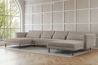 Wohnlandschaft U-Form Sofa AGADA in Stoff Poso Beige