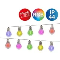 näve LED-Lichterkette Linda, 10-flammig, Solar, 10 Glühbirnen klar, RGB-LED, Dämmerungssensor, Zuleitung 180cm