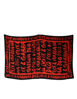 Seidenschal mit rotem Logo-Print