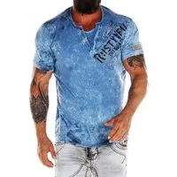 R-NEAL T-Shirt Original T-Shirt Rundhals X V-Neck Shirt Verwaschen Vintage Oil Washed