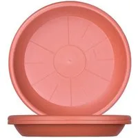 BigDean Blumentopfuntersetzer für Pflanzkübel Kunststoff rund, Zubehör für Pflanztöpfe, Packung, 3-tlg., Bodendurchmesser außen: ca. 19 cm Farbe: Terrakotta