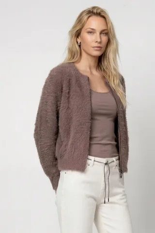 monari - Strickjacke mit flauschiger Haptik taupe - Gr. - 46