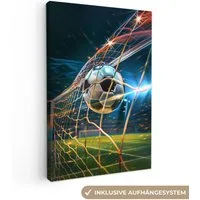 OneMillionCanvasses® Leinwandbild Fußball - Tor - Sport - Jungen, Fotodruck (1 St), Teenager Zimmer Bild, Jugendzimmer Deko, Kinder Wanddeko, 20x30 cm