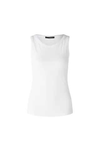 Oui - FILIZ Top elastische Viskoserippe optic white - Gr. - 44