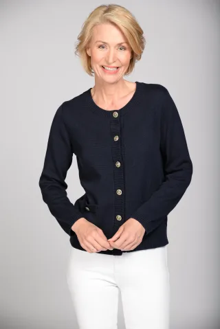 CLARINA - Rdh-Cardigan, 1/1 Arm, uni 623 marine - Gr. - 44