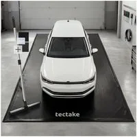 tectake Bodenschutzmatte Garagenbodenmatte - rutschfeste und wasserdichte Oberfläche, garagenbodenmatte, 16 Klettpads, 8 Alkoholtücher, Bodenabzieher, Inklusive stufenlos ausziehbarem Abzieher