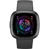 fitbit by Google Sportuhr Fitbit Sense 2 – Intelligente Gesundheitsuhr mit EKG, GPS – Schwarz Sense 2, Hauttemperatursensor, Herzfrequenzsensor (optisch), EKG-Sensor