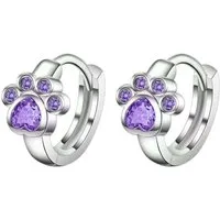 Taffstyle Paar Creolen Süße Ohrringe Kristall Pfoten Edelstahl Pfotenabdruck Creolen Mädchen (Niedliche Ohrringe Hunde & Katzen Creolen Damen Schmuck Geschenke zum Geburtstag Weihnachten Valentinstag Muttertag)