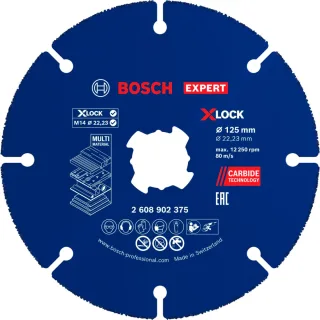 Bosch EXPERT Multi Material Carbide-Trennscheibe, 125 x 1.6 x 22,23 mm, X-Lock, 1-Stück - 2608902375
