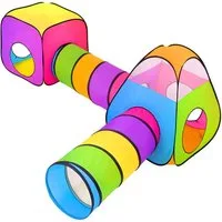 Grafner Spielzelt Spielzelt 4 in 1 Kinderzelt Babyzelt mit Krabbeltunnel (4-tlg) Pyramide: ca. 80 x 80 x 90 cm (LxBxH)