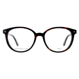 Tommy Hilfiger Runde Damen Dunkle Havanna Brille