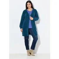 Ulla Popken Strickjacke Chenille-Strickjacke V-Ausschnitt offene Form