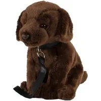 Teddys Rothenburg Kuscheltier Labrador Hund dunkelbraun sitzend mit Leine 35 cm Plüschhund (Stofftier, Plüschtier, Stoffhund), mit Leine