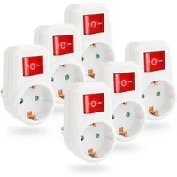 greate. 6x 1fach Steckdosenadapter mit Schalter - Zwischenschalter ohne Kabel Mehrfachsteckdose