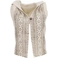 Guru-Shop Langjacke Rückenfreie Boho Weste mit Kapuze, Festival.. alternative Bekleidung