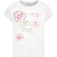 Eight2Nine T-Shirt Damen Baumwollshirt mit floralen Stickereien unterschiedliche Stickmotive, angeschnittene Ärmel