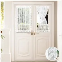 Sunicol Türvorhang Scheibengardine, Französische, Transparent, Fenster Insektenschutz, French Voile Türvorhang für Terrassen- und Glastürfenster