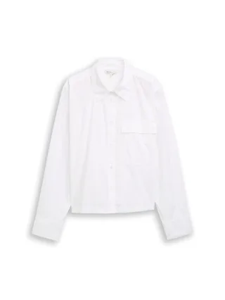 Denim Tom Tailor - Boxy Fit Hemdbluse aus Baumwolle white - Gr. - M