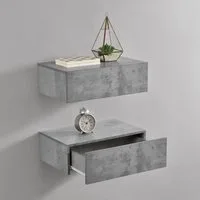 en.casa Wandregal, »Oslo« Nachttisch mit Schublade Betonoptik