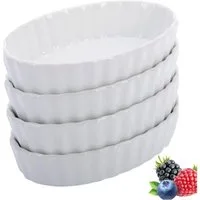 WESTMARK Auflaufform 4 Servierschälchen für Crème Brulée, Oval, Backofen-/Mikrowellengeeign, Porzellan