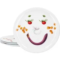 MamboCat Pizzateller 4er Set Smiley Pizzateller Ø30,5cm Servier-Platte Gemüse-Gesicht