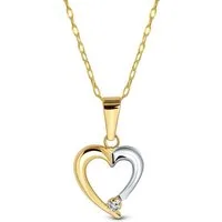 Miore Kette mit Anhänger MA9032N Halskette 9 Kt. 375 Gold - Herz Anhänger 9 Kt. Gelb/Weißgold, 1 Zirkonia im Herzen