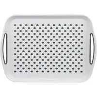 KESPER® Servierplatte Serviertablett rutschfest, 41,5 x 29 x 4,5 cm, Farbe: Weiß, Grau, (1-tlg)