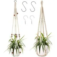 TUWENA Blumenampel 2-teiliges Pflanzenregal mit 4 Haken, gewebter Blumenampel