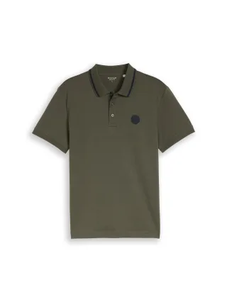 Tom Tailor - Jersey Poloshirt mit Logo-Badge deep leaf green - Gr. - M