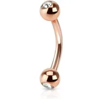 viva-adorno Augenbrauenpiercing Piercing Banane mit Kristall Kugeln Chirurgenstahl, Augenbrauen Tragus Helix Lippe Nase Intim
