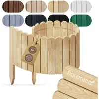 Floranica Palisade Flexible Rasenkante Rollborder Beeteinfassung Beetumrandung Holzzaun, LxH: 100x10 cm, Natur, Dekozaun Umzäunung von Blumenbeeten Kräutergarten Wege Rasenbegrenzung