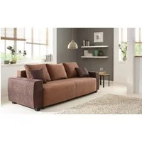 OTTO home Schlafsofa Bella, B: 241 cm, Liegefl. 142x194 cm, Bettfunktion, Bettkasten & 2 Zierkissen, Federkern