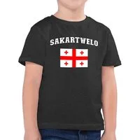 Shirtracer T-Shirt Sakartwelo Schriftzug mit Flagge, Sakartvelo, Georgia, Georgien, G (1-tlg) 2024 Fussball EM Fanartikel