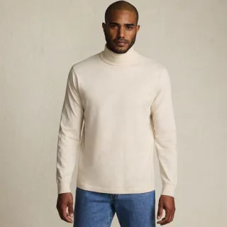 Super-T Rollkragenshirt, Classic Fit, Herren,  Weiß, Baumwolle, by Lands' End