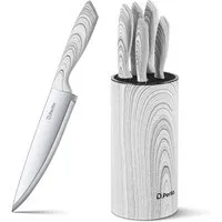 D.Perlla Messer-Set 7/6-teiliges Küchenmesserset mit universellem Messerblockhalter (Set, 6-tlg)