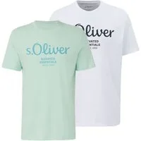 s.Oliver T-Shirt Casual (2-tlg) mit Rundhals-Ausschnitt, kurzarm, Logo-Aufdruck im 2er Pack