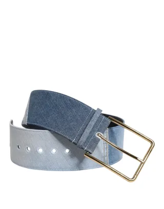 Dolce & Gabbana Zwei-Ton Blau Denim Goldmetall Schnalle Gürtel
