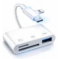 ibettertec 3-in-1 Kartenleser USB-C & Lightning Adapter, SD Kartenleser microSD USB-Adapter TF Speicherkartenleser, Plug & Play Kartenadapter für iPhone, iPad zu Smartphone, Tablet und Laptop