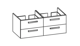 Artiqua 412 Waschtischunterschrank für Ventuno T0020 Weiß Hochglanz, 412-WU4L-I27-7016-68 412-WU4L-I27-7016-68