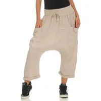 malito more than fashion Leinenhose malito Damen Pumphose aus Leinen, Stoffhose in Unifarben, Freizeitho Pumphose aus Leinen