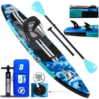 DURAERO Stand up Paddling Board Aufblasbare, Kajak Sitz, Blaues Camouflage SUP-Paddel