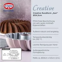 Dr. Oetker Küchenhelfer Backform Creative Rundform Sun – Ø 24 x 8,5cm, 2100ml, Rose Gold